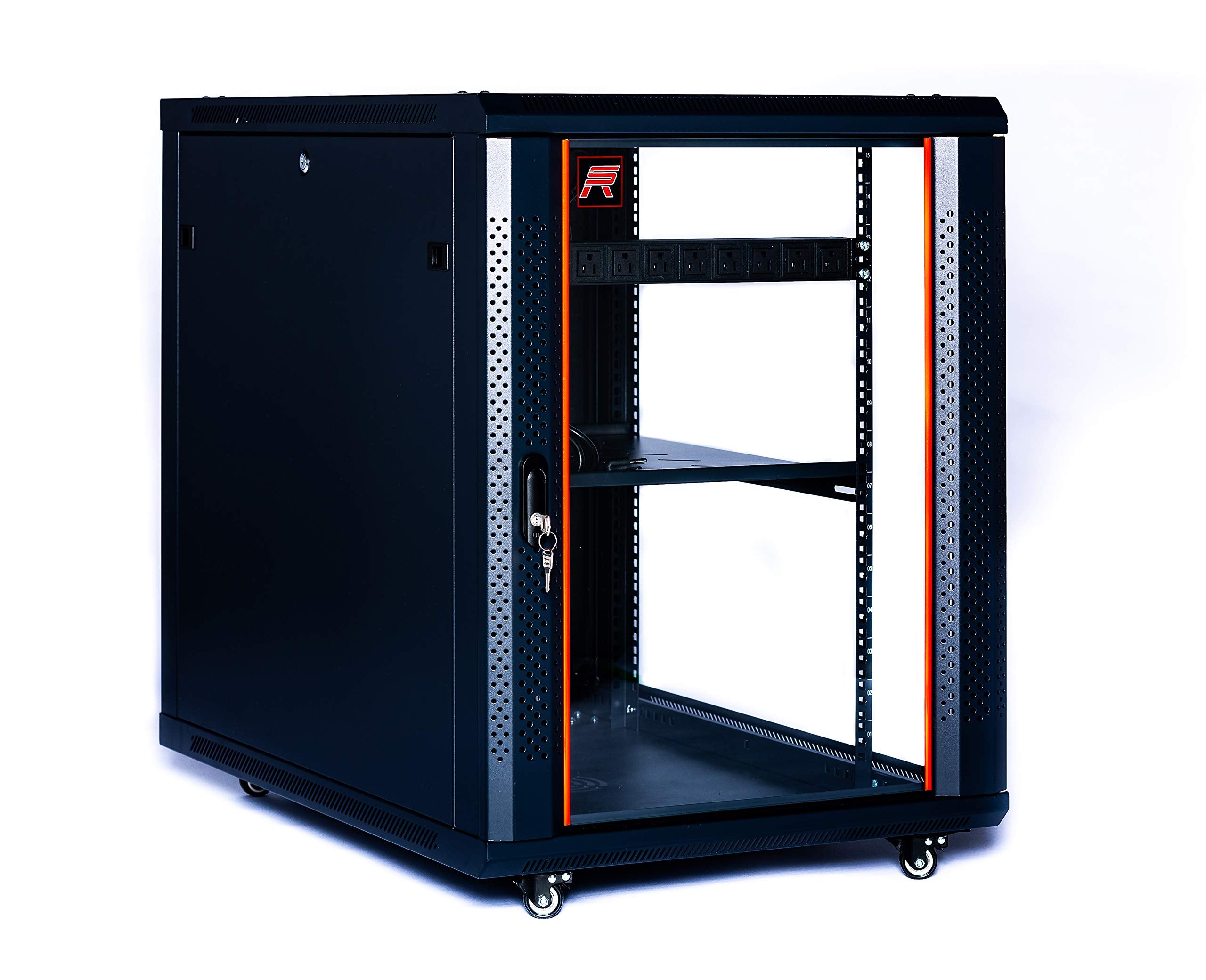Server Rack 35 Inch Deep Network Cabinet Under Desk Portable Locking Data Enclosure   Powerbar/Casters/Fan/Shelf/Hardware/Pdu/Black Visit The Sysracks Store (15U (24' W X35 D X30 H))